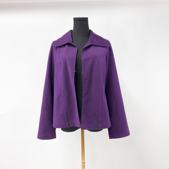 90s vintage style Deep Purple Faux Suede Jacket - Picture 5 of 13